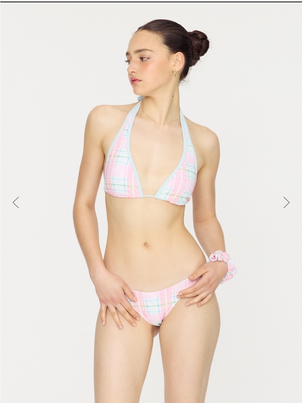 GLONWY Pink Plaid Triangle Bikini Set size medium - Picture 2 of 7